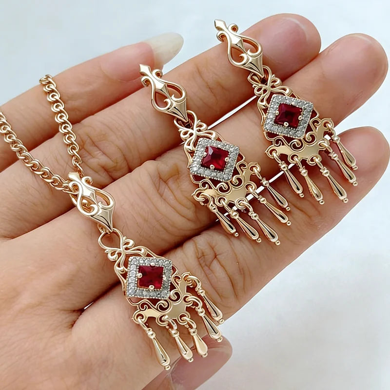Natural zircon ring, earrings, and necklace set for women by Legacy Magics, featuring sparkling zircon stones and elegant jewelry design.