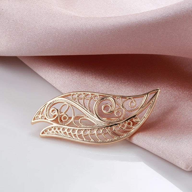 Fashion Textured 583 Gold Formal Brooch 013