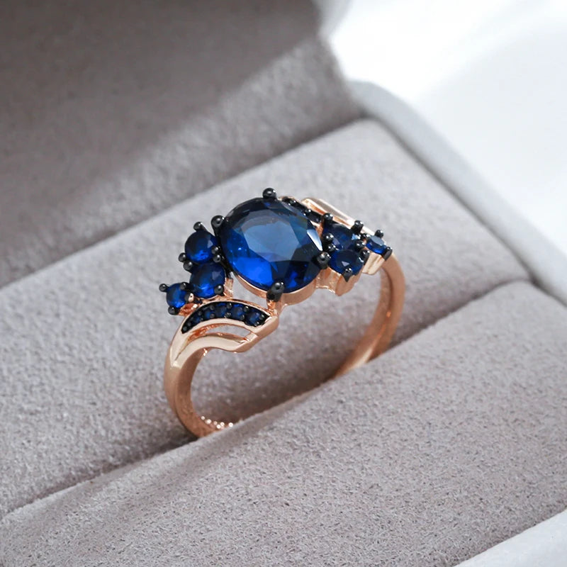 Luxury Blue Gold Black Plating Vintage Rings