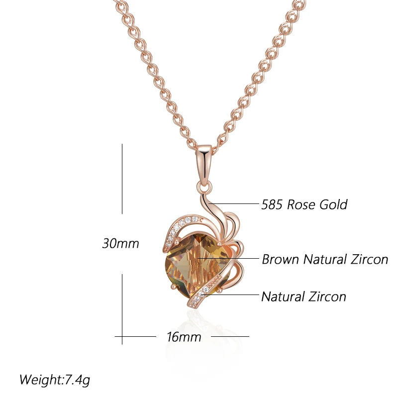 Brown Natural Zircon Pendant Necklace