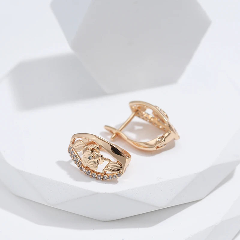 Luxury Gold Boho Crystal Flower Earrings