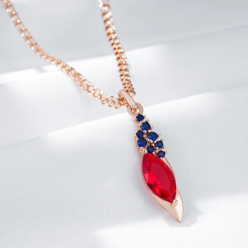 Fashion Red With Blue Natural Rose Colour Pendant Necklace