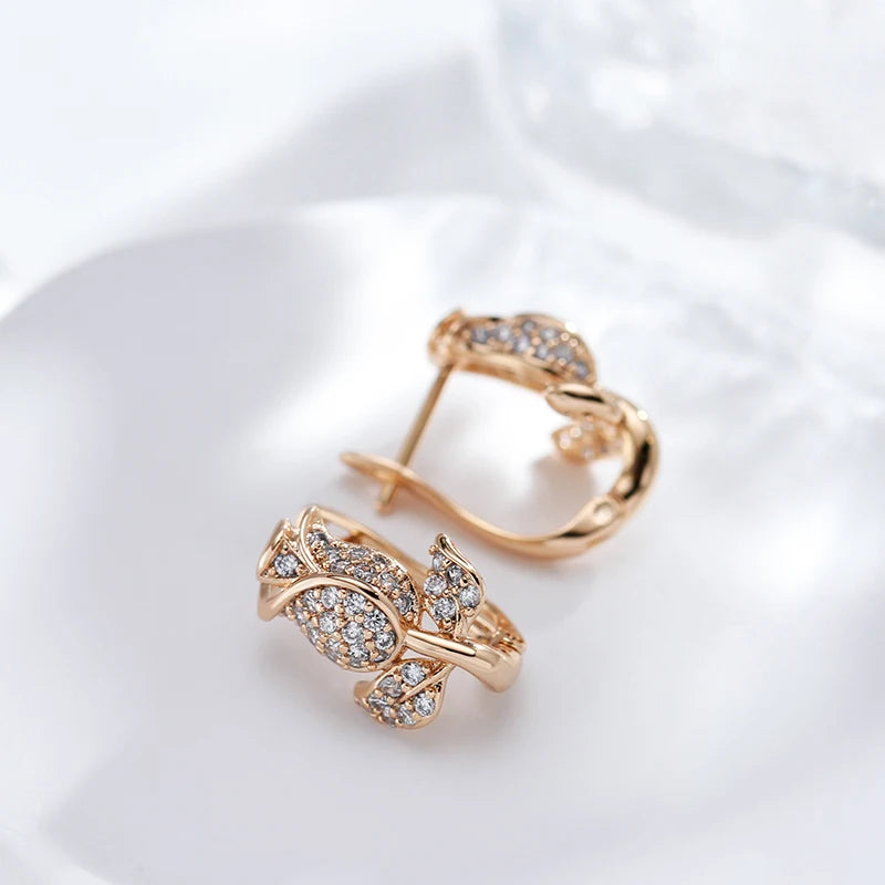 Girls Gift Crystal Flower Earrings For Women