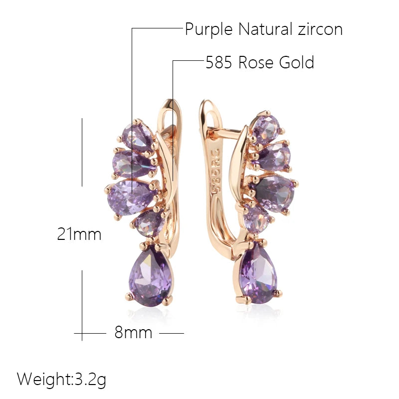 New Purple Natural Zircon Earrings