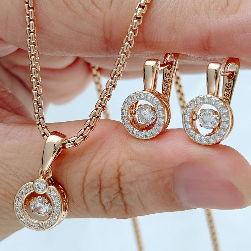 Natural zircon jewelry set includes ring, earrings, and necklace for women featuring sparkling zircon stones from Legacy Magics.