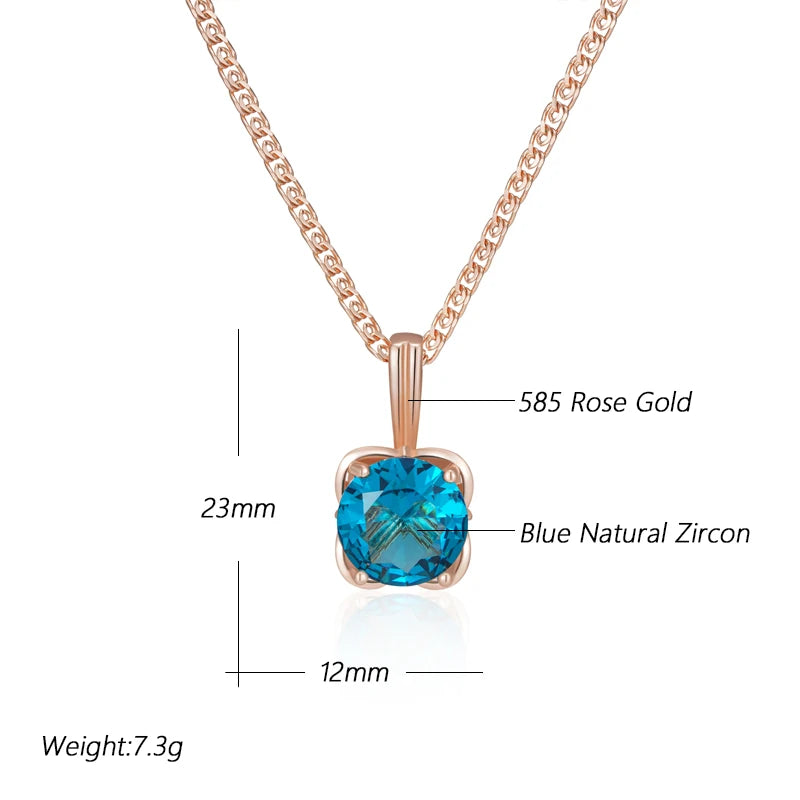 Hot Shiny Blue Natural Zircon Pendant Necklace