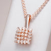 Hot Square Glossy 585 Rose Gold Color Pendant Necklace