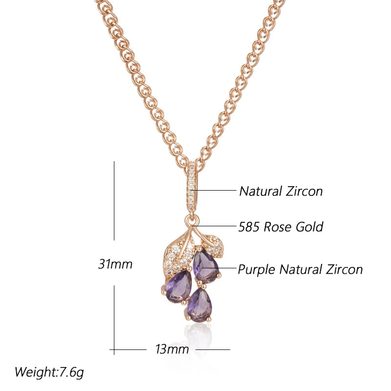 Shiny Purple Crystal Flower Pendant Necklace