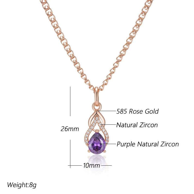 New Luxury Natural 585 rose Gold Pendant Necklace 025
