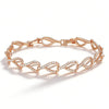 Kinel Hot 585 rose gold geometric heart link bracelet for women with natural zircon, modern jewelry for daily or special occasions