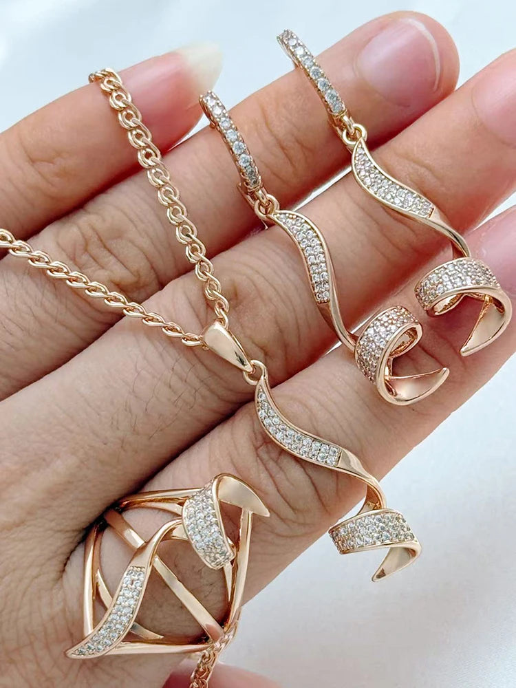 Legacy Magics natural zircon jewelry set including a ring, earrings, and necklace featuring sparkling zircon stones.