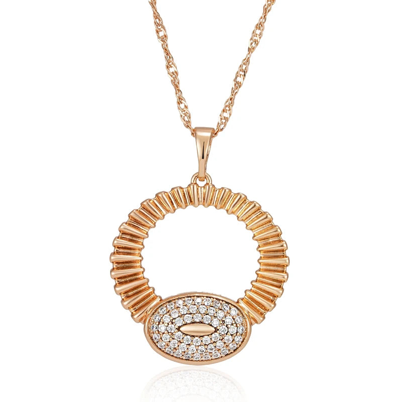 New Luxury Natural 585 rose Gold Pendant Necklace 015