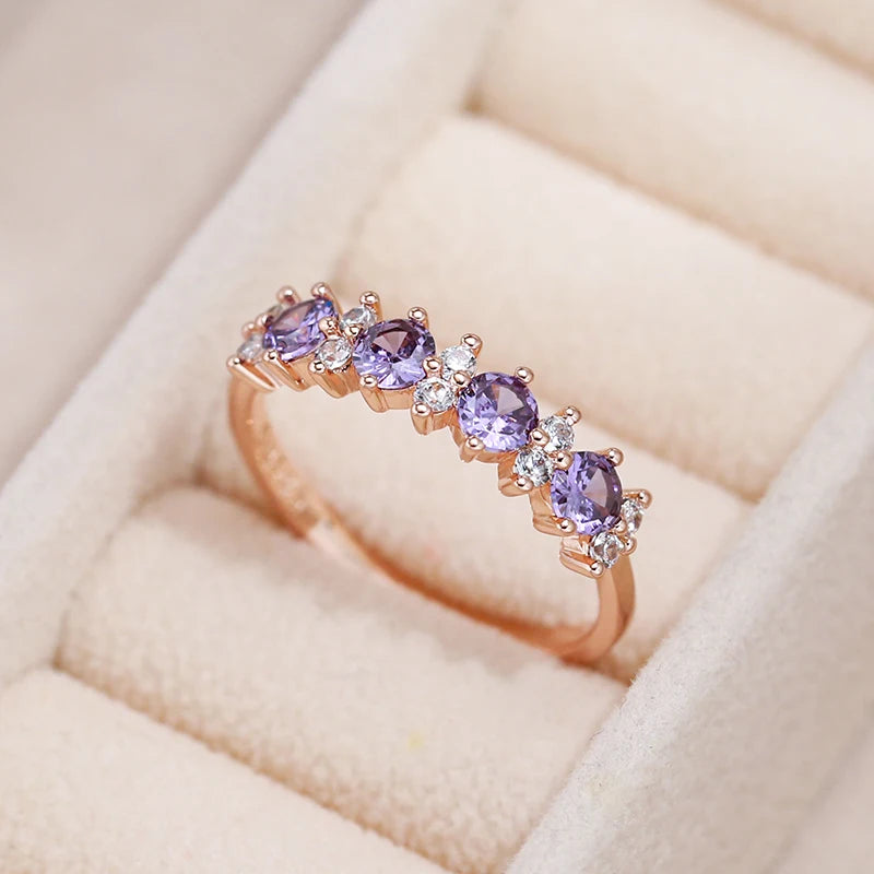 Sparkling Purple Natural Zircon Ring