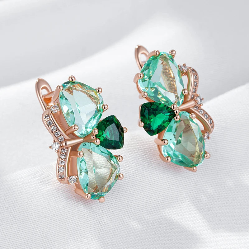Unique Green Stone Drop Earrings