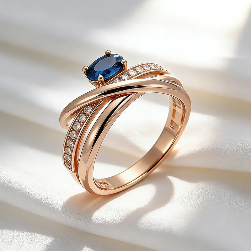 Unusual 585 Rose Gold Color Cross  Rings 001 - Legacy Magics