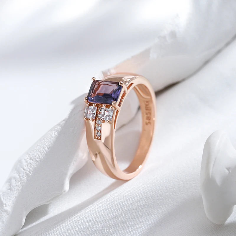 Hot Square Purple Natural Zircon Ring