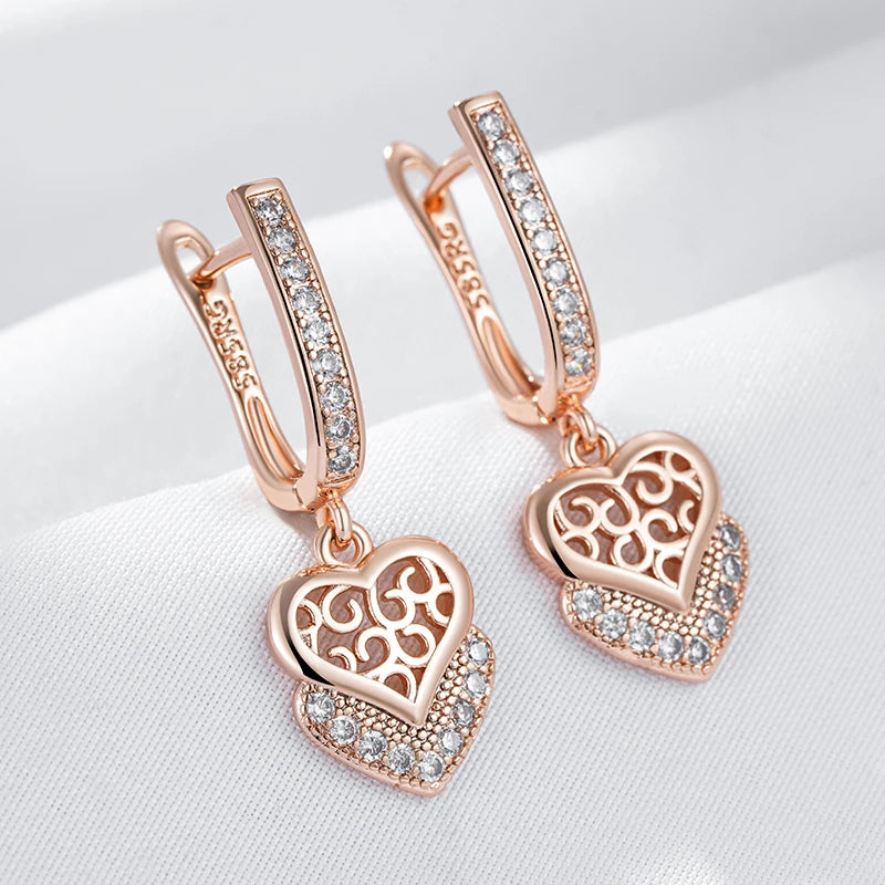 Rose Gold Colour Geometry Long Earrings