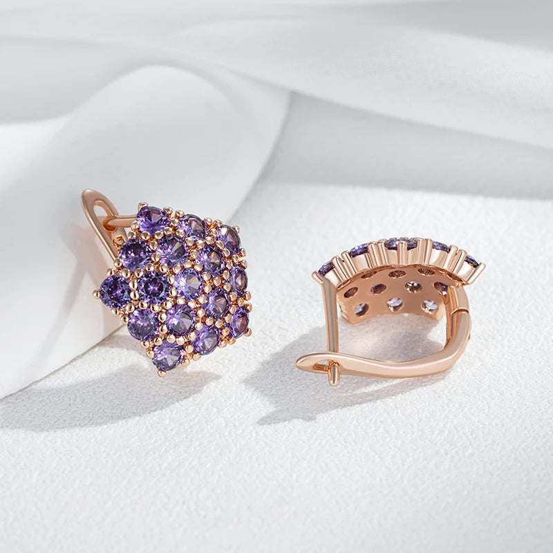Hot Shiny Purple Natural Zircon Drop Earrings