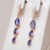 Shiny Purple Natural Crystal Gift Drop Earrings