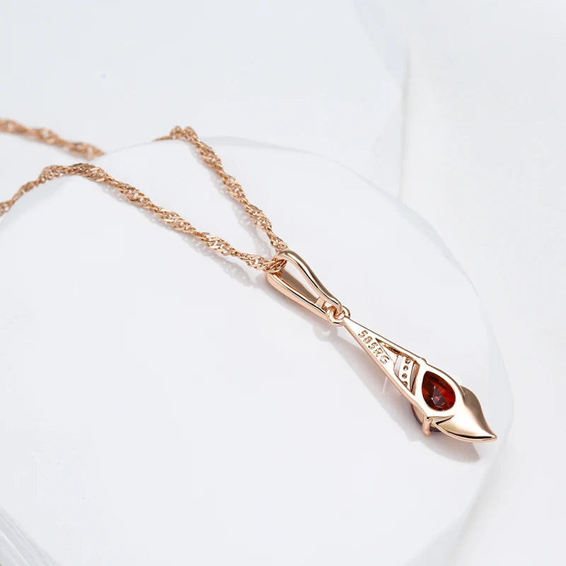 New Luxury Natural 585 rose Gold Pendant Necklace 022