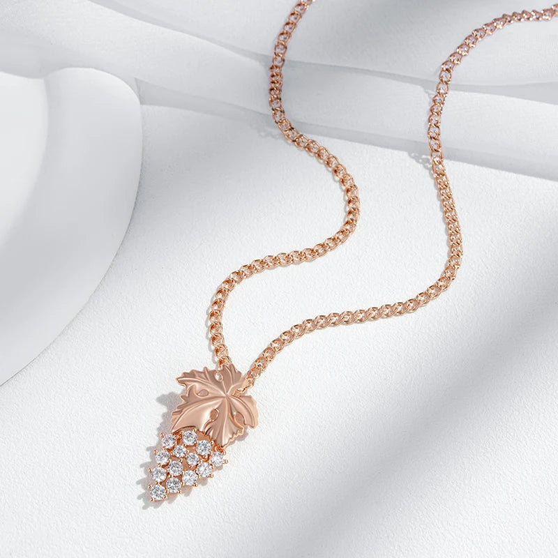 Full Crystal Grape Shiny Natural Big Pendant Necklace