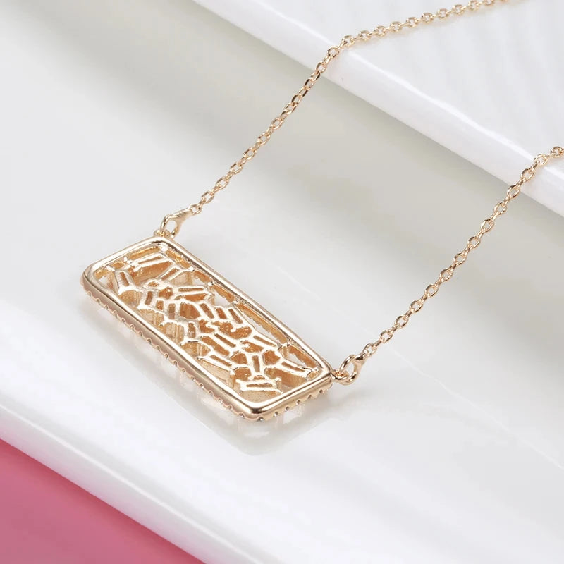 Hot Full Natural Square Pendant Necklace