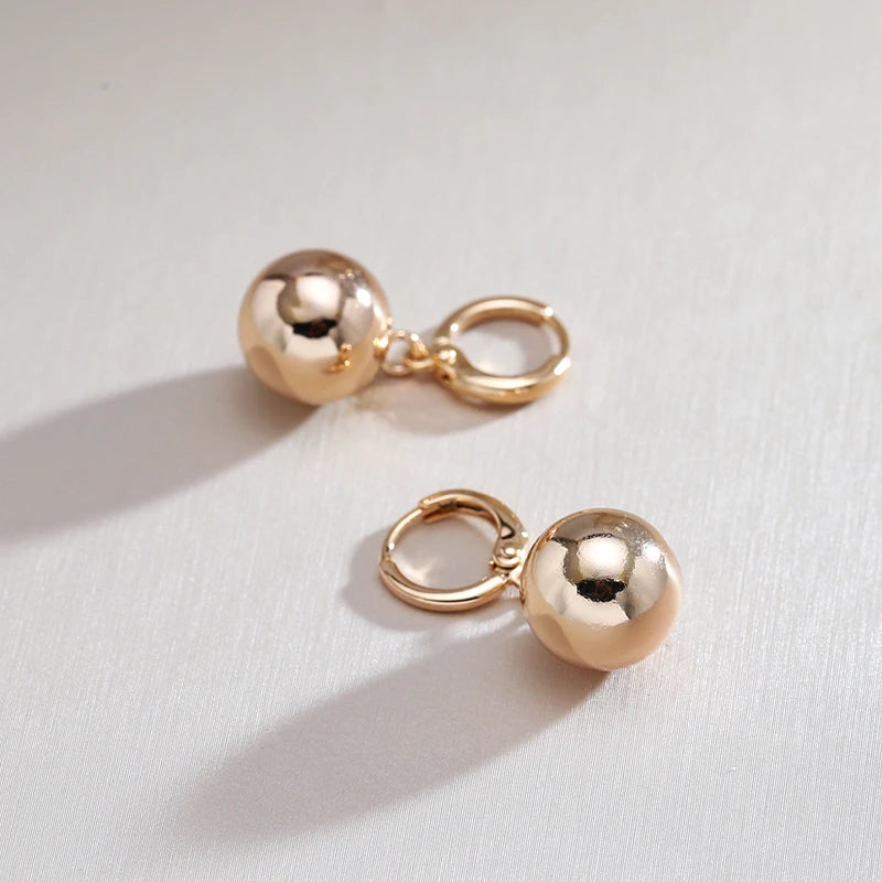 Simple Glossy Spherical Modern Metal Hoop Earrings