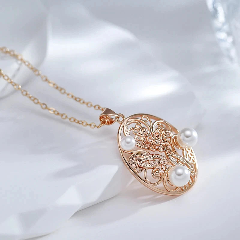 New Luxury Natural 585 rose Gold Pendant Necklace 003