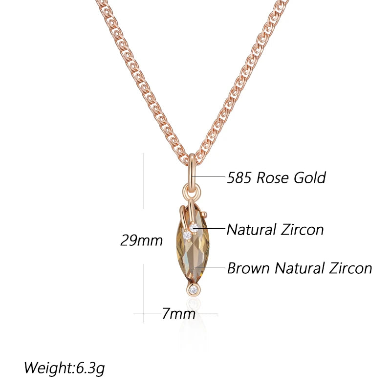 Hot Rhombus Brown Natural Zircon Pendant Necklace