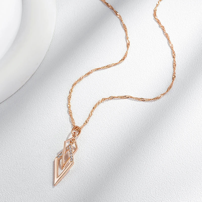 New Luxury Natural 585 rose Gold Pendant Necklace 017