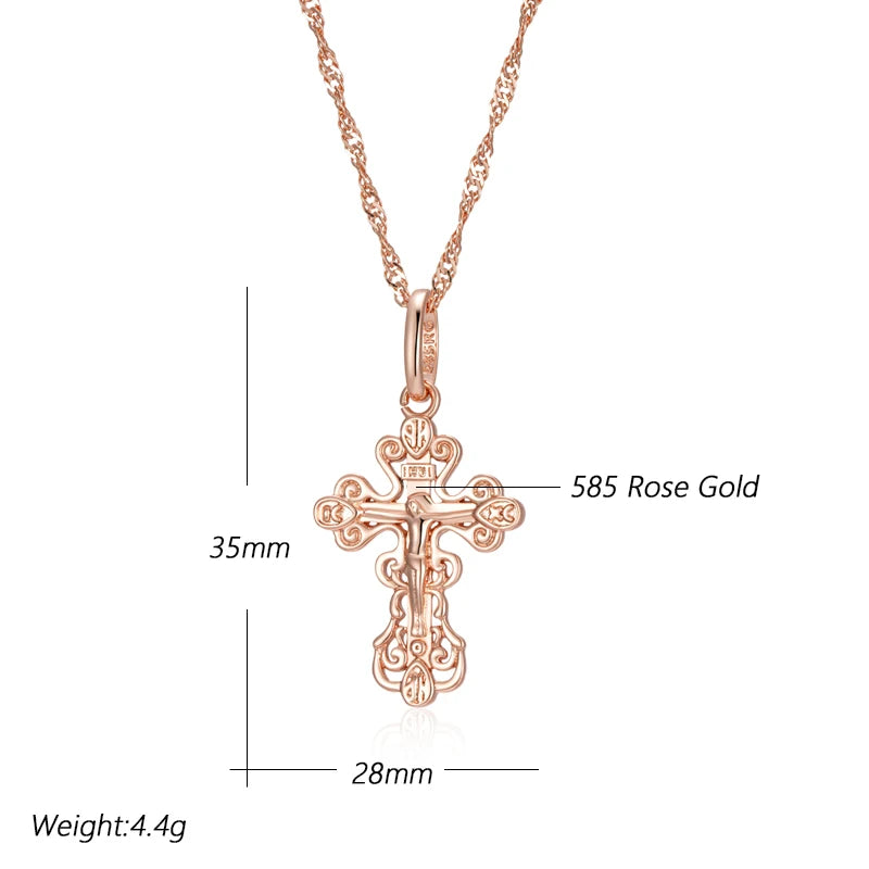 New Luxury Natural 585 rose Gold Pendant Necklace 002