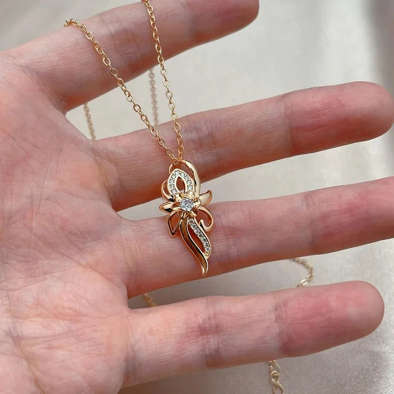 New Luxury Natural 585 rose Gold Pendant Necklace 008