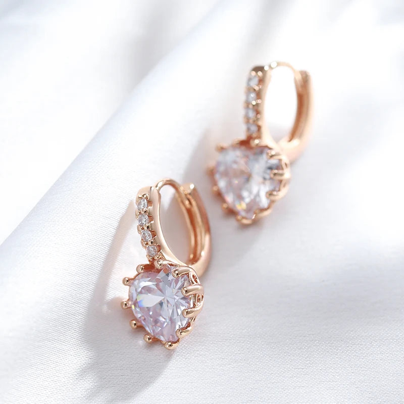New Heart Natural Zircon Dangle Earrings