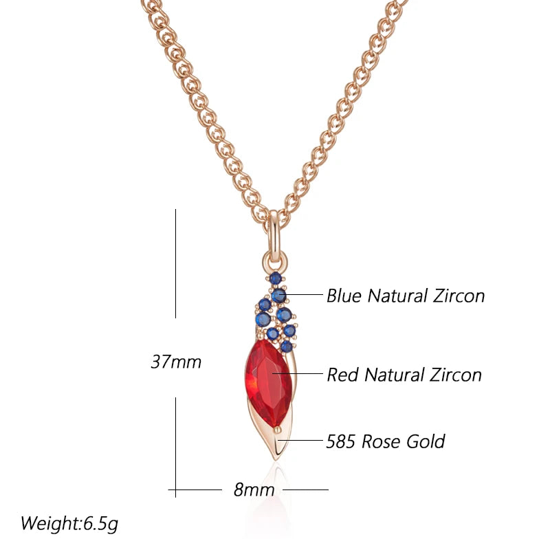 Fashion Red With Blue Natural Rose Colour Pendant Necklace
