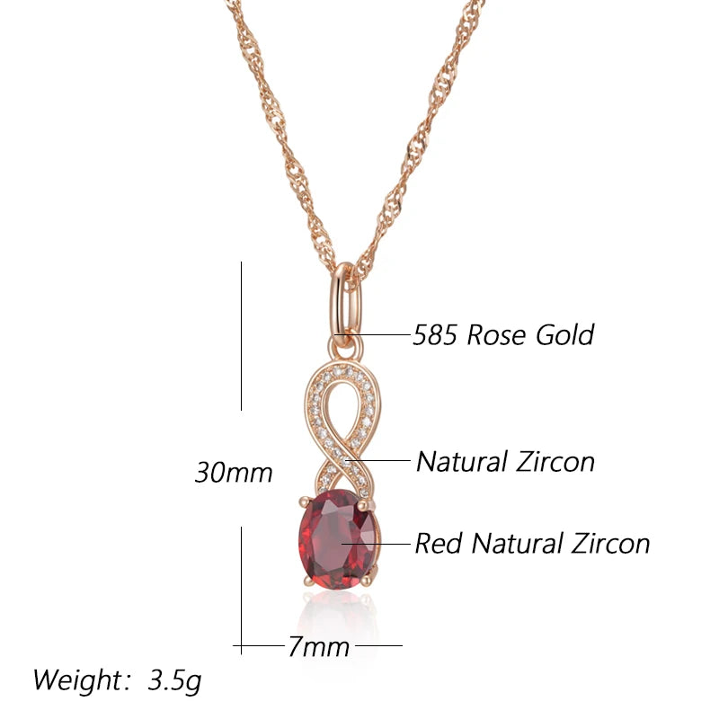 Trend Red Natural Zircon Pendant Necklaces