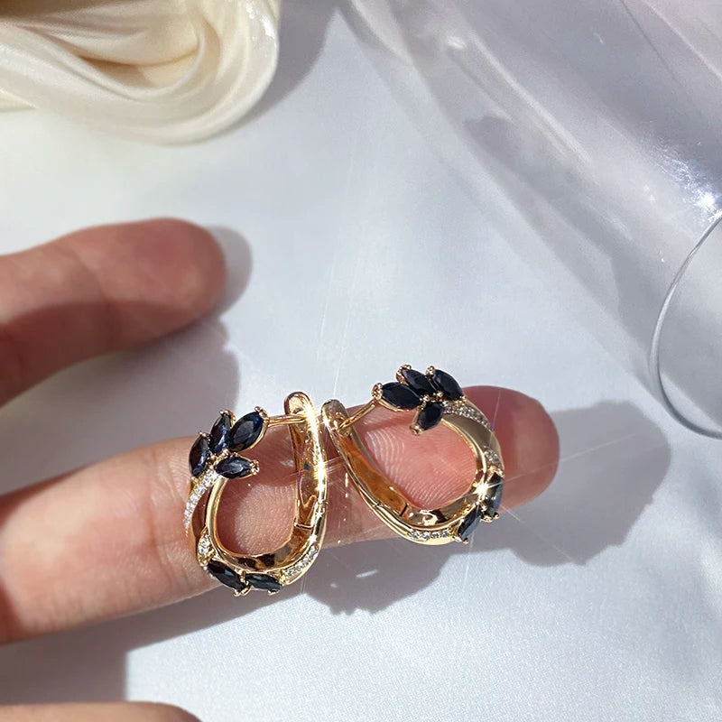 Luxury Black With White Natural Earrings