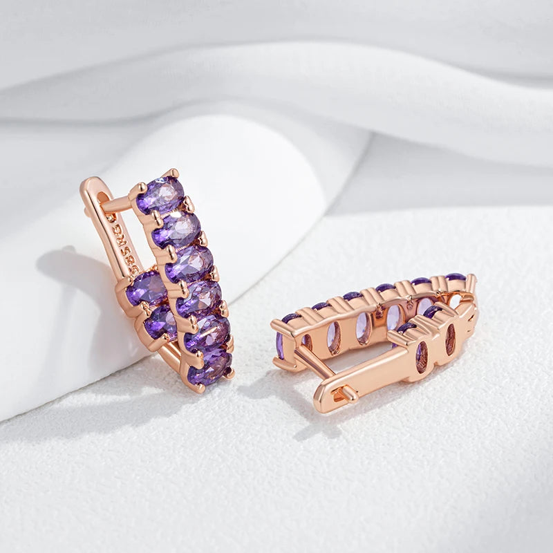 Hot Shiny Purple Natural Zircon Drop Earrings