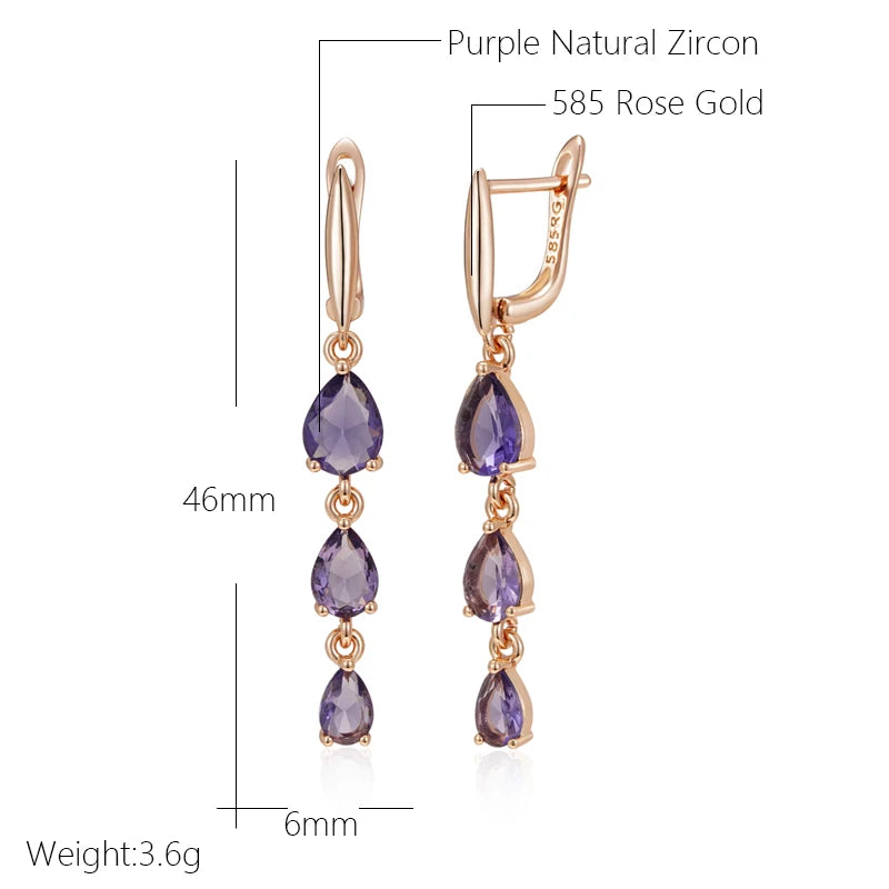 Shiny Purple Natural Crystal Gift Drop Earrings