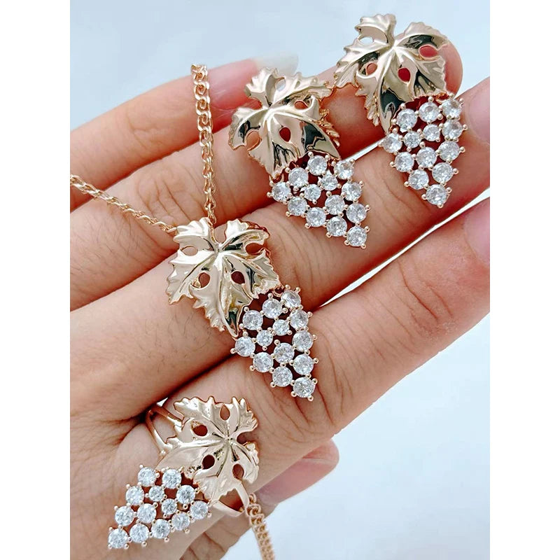Natural zircon jewelry set featuring a ring, earrings, and necklace from Legacy Magics, showcasing sparkling zircon stones and elegant design.