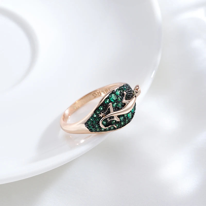 Unique Green Natural Zircon Lizard Rings