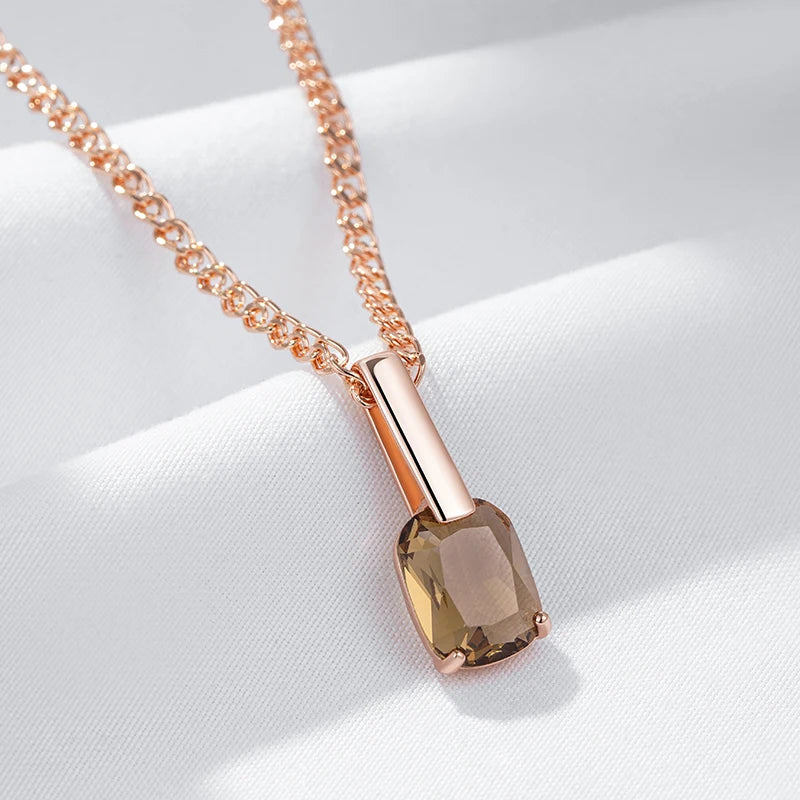 Hot Square Brown Natural Pendant Necklace