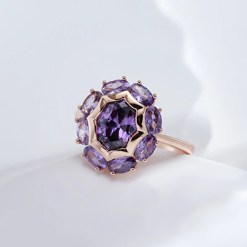 Unusual Sparkling Oval Purple Natural Rings
