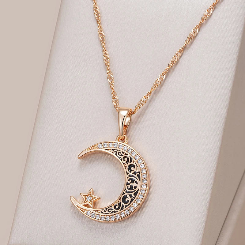 Trend Black Enamel Stars Moon Pendant Necklace - Legacy Magics