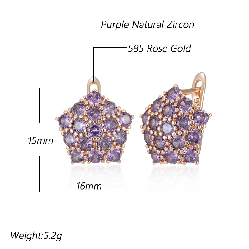 Hot Shiny Purple Natural Zircon Drop Earrings