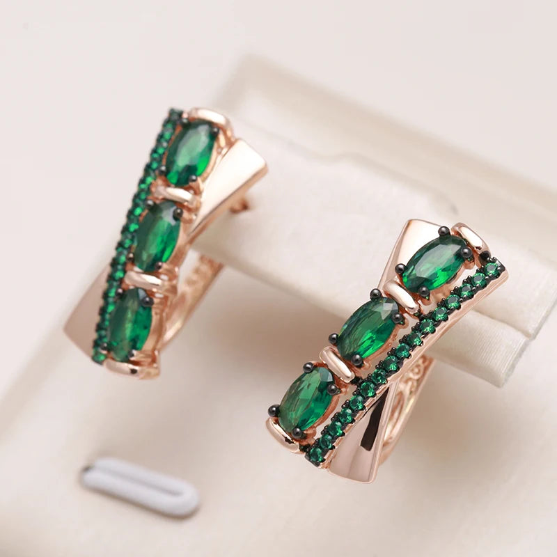 Hot Green Natural English Earrings