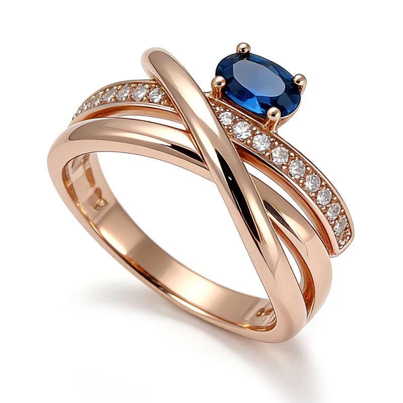Unusual 585 Rose Gold Color Cross  Rings 001 - Legacy Magics