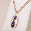 Shiny Rhombus Blue Natural Zircon Pendant Necklace