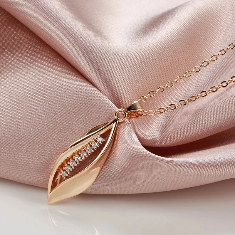 Hot 585 Rose Gold Color Long Pendant Necklace