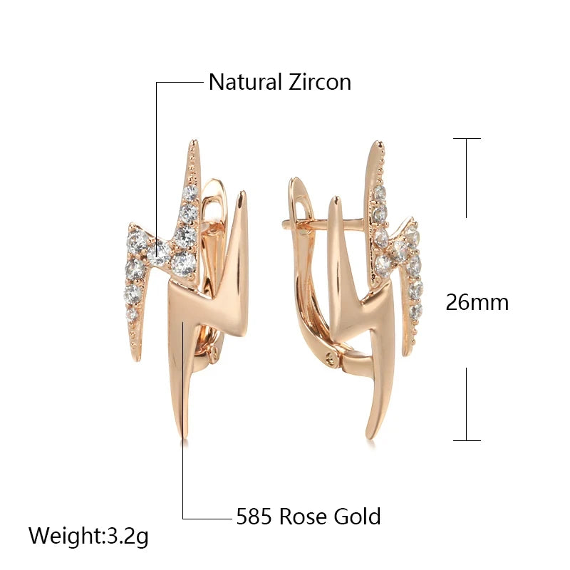 Minimalist Style Lightning Rose Gold Colour Drop Earrings