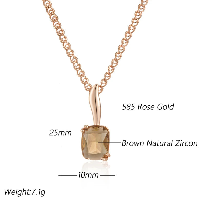 Square Brown Pendant Necklace